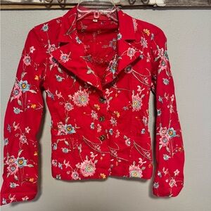 Johnny Was Red embroidered blazer